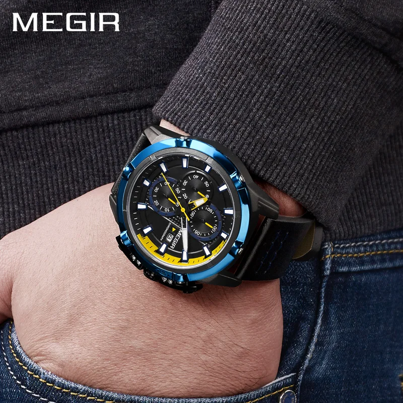 MEGIR Men Quartz Sport Watch Relogio Masculino Chronograph Military Army Watches Clock Men Top Brand Luxury Creative Watch Men