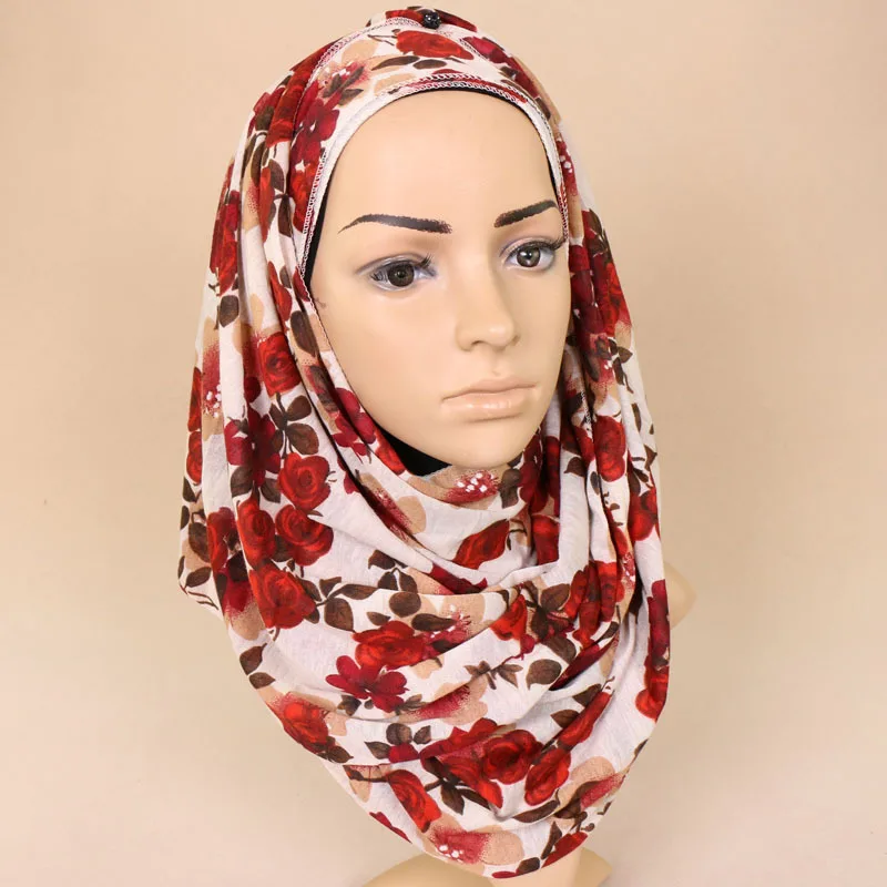 2018 New Women Scarf, Floral Print Jersey Scarf , Muslim hijab, Shawls
