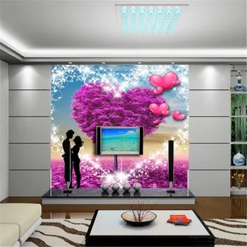 

Custom 3D Wallpaper Romantic Red Heart Valentine's Day lovers Living Room Bedroom Background Wall Decoration Mural Wallpaper