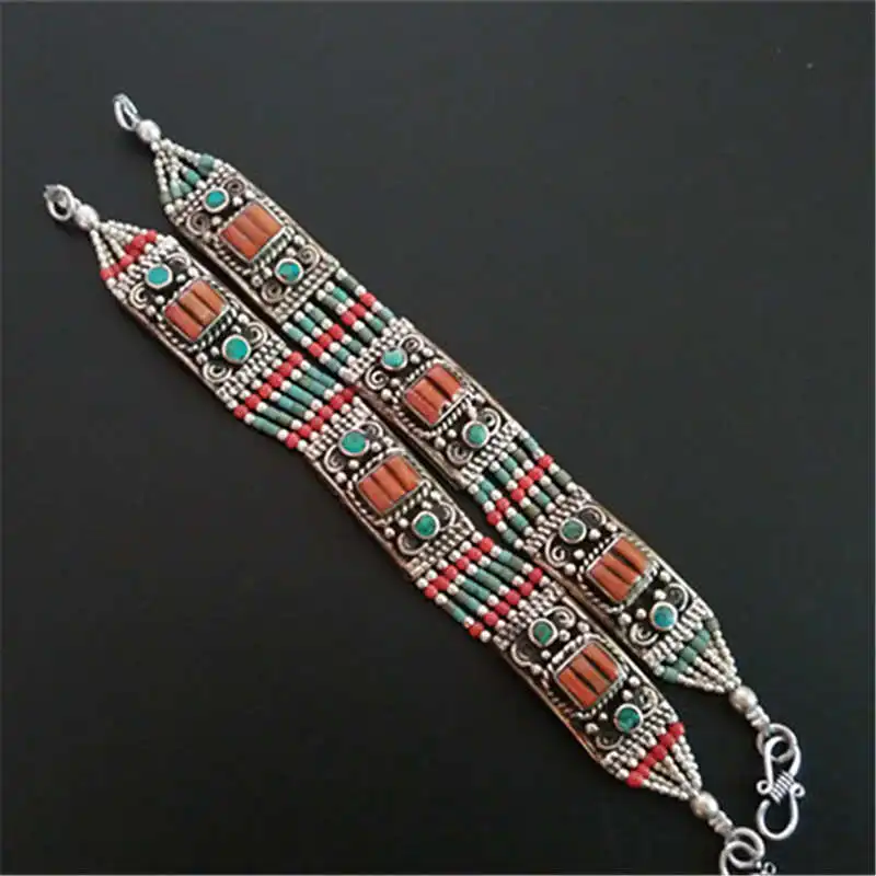 

BB-474 Indian Fashion Bollywood Bracelets Copper inlaid Colorful Stone Clasp Bangles Free Shipping