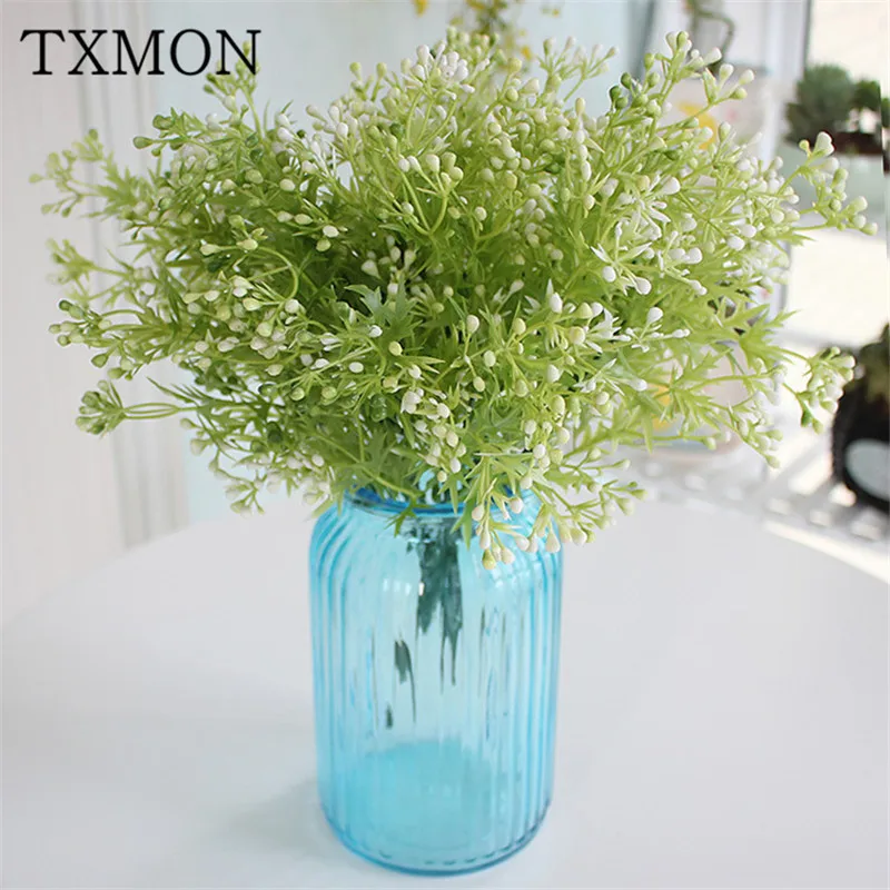 

Artificial plastic flower fake green plant leaves home decoration potted high simulation plant green grass home decorations