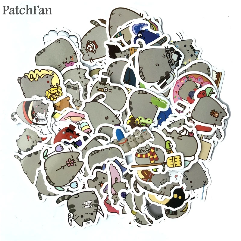 Patchfan 100 шт мультяшный Кот ПВХ Мультяшные водонепроницаемые наклейки для багажа скейтборда ноутбука настенная гитара A0975