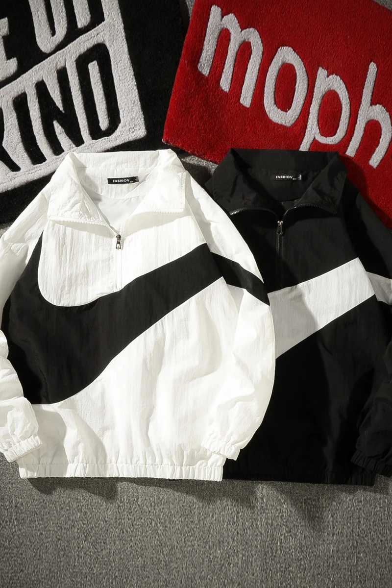 RUELK Mens Jackets Hip-Hop Outwear Autumn Fashion Hit Color Casual Streetwear Male Thin Jacket Coat Spring Streetwear Vinta