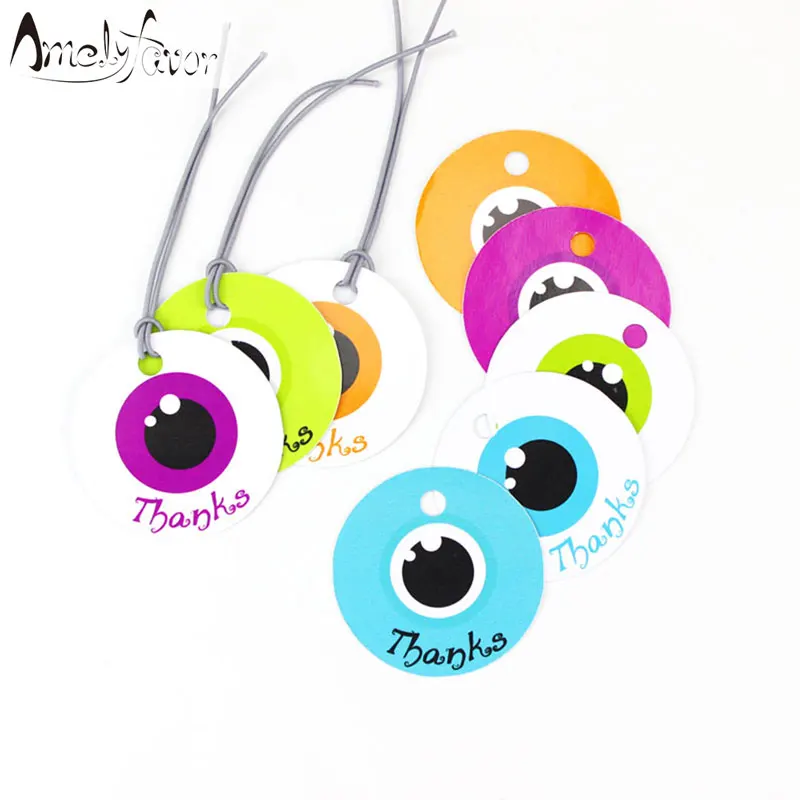 

80PCS Halloween Birthday Thanks Tags DIY Halloween Party Accessories Gifts Tags Eyes Circle