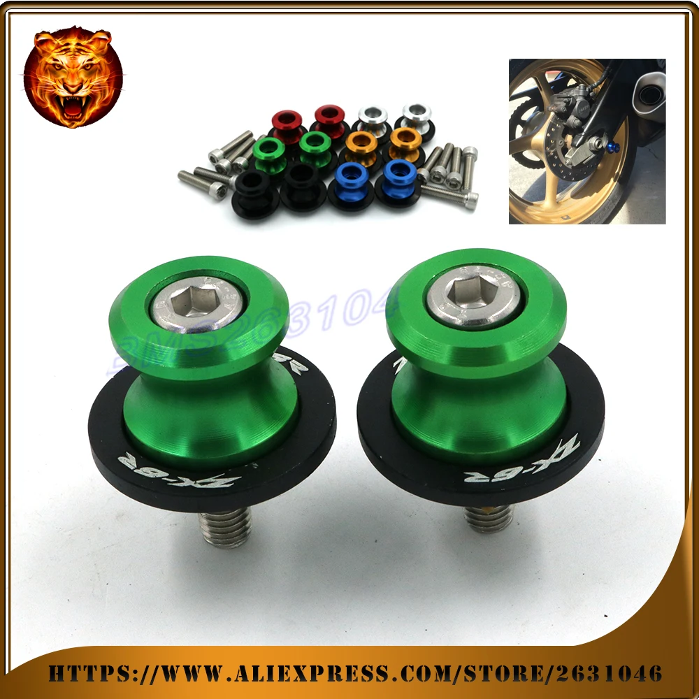 Motorcycle Aluminum Swingarm Spools Slider Stand Screw 0.315 Inch For Kawasaki Zx6r Zx6r Ninja