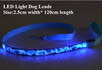 

FD50 Free shipping pet dog Drawstring LED Light dog leads 2.5cm width 120cm length pet dog LED Leashes