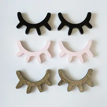 Cute 4 Colors Cartoon 3D Wooden Eyelashes Sticker Nordic Style Kids Room DIY Decoration Lovely Toys