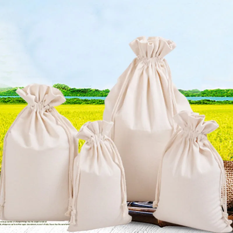 

Canvas Cotton Gift Drawstring Bag 9x13cm 10x15cm 13x17cm 15x20cm pack of 50 Higher Quality Makue Jewelry packaging pouch
