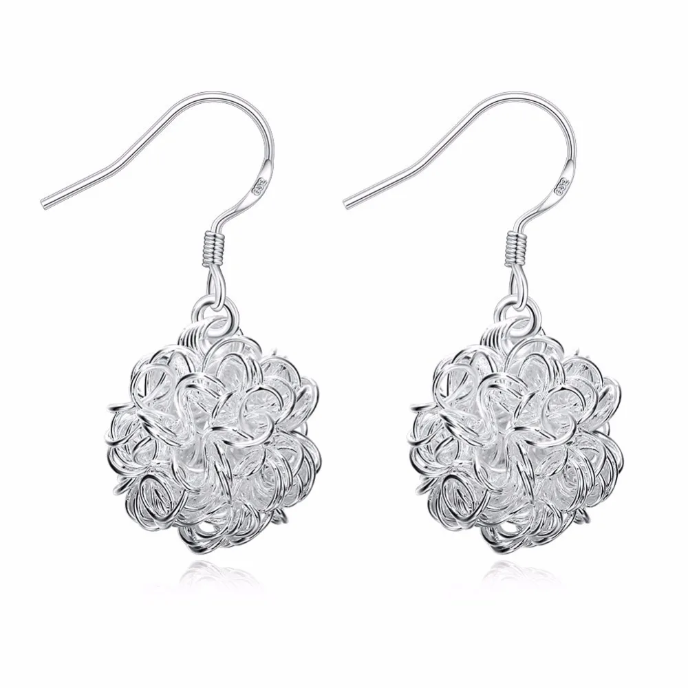 

Fashion Silver Plated Ball Charms Hook Earrings High Quality Romantic Woman Simple Dangle Earrings Jewelry Tennis Earrings Gift
