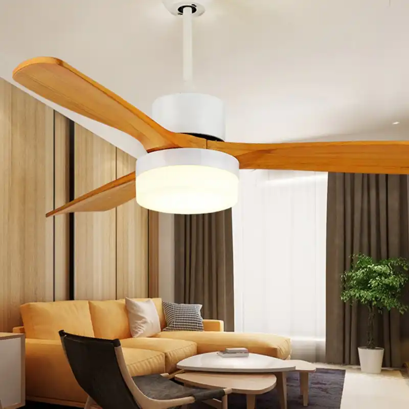Decorative Wood Blades Ceiling Fan With Led Light Blades