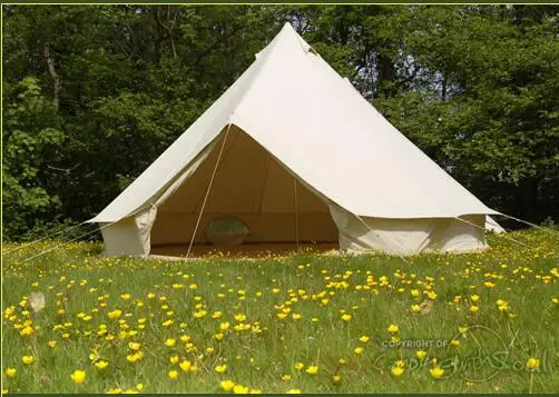 

4M 5M 6M Waterproof Cotton Canvas Family Camping Bell Tent with Hole for Stove Pipe outdoor canvas bell tent for sale
