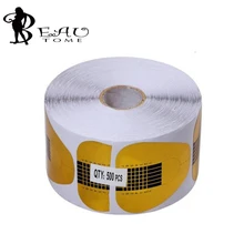 Beautome 500pc Nail Paper Tray Phototherapy Builder Gel Yellow Transparent Clear Disposable Nail Form Manicure Makeup Cosmetic