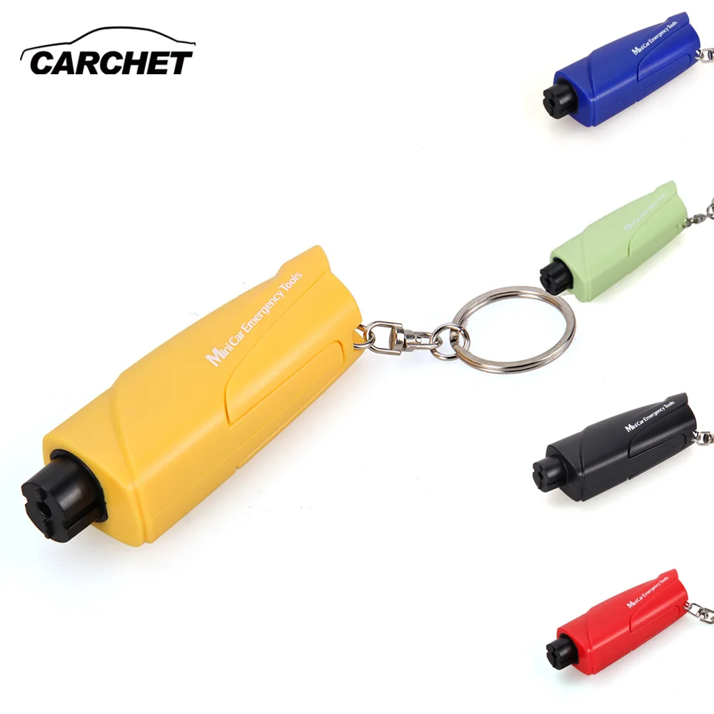 

CARCHET 3 in 1 Multi Car Emergency Hammer Car Belt Cutter with Trailer Tool Key Holder Mini Car Emergency Tools Blue Yellow