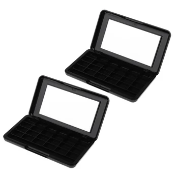 

2Pcs DIY Empty 24 Square Grids Eyeshadow Lipstick Powder Box Case Cosmetic Palette with Built in Mirror