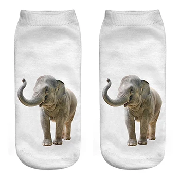 Morematch, 1 пара, женские носки до лодыжки, унисекс, слон, Харадзюку, ветер, животные, хлопковые носки с 3D принтом, забавные носки, 16 стилей на выбор - Цвет: Style  10