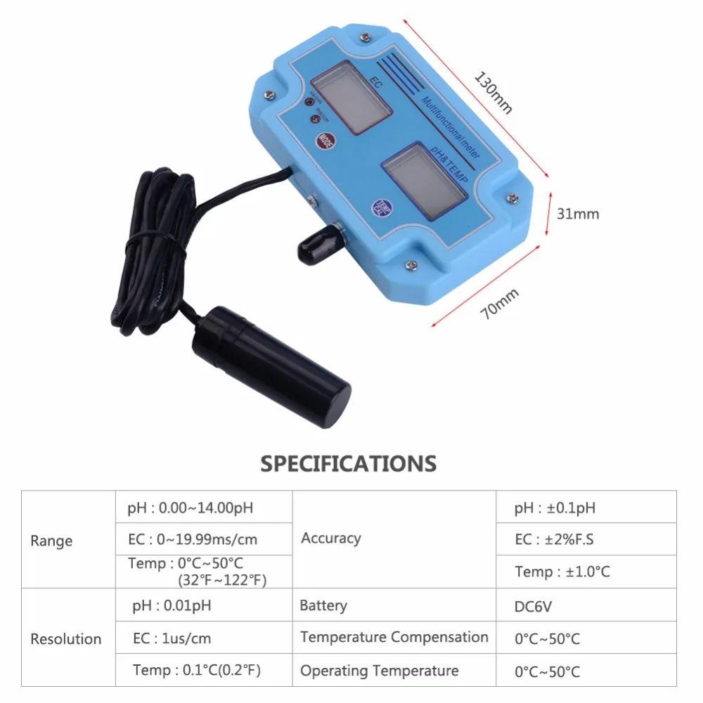 Yieryi PH-2981 цифровой светодиодный измеритель PH и EC Тестер с 2 в 1 высокая точность мониторинга оборудования инструмент