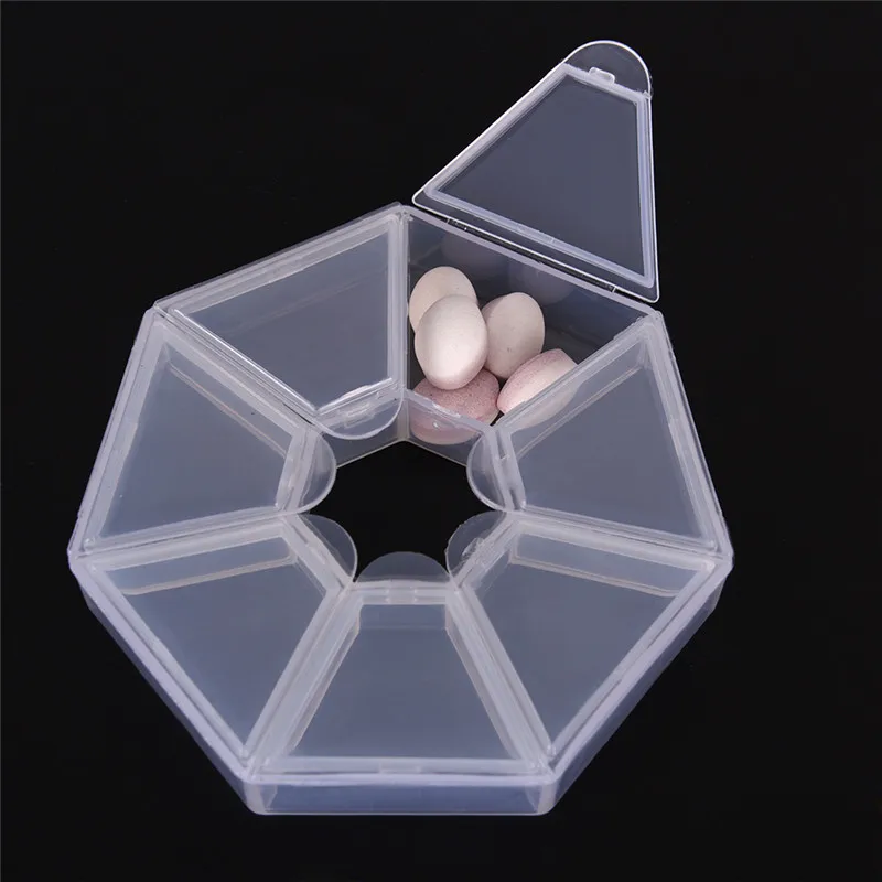 7 Slots Plastic Storage Box Beads Jewelry Storage Box Makeup Organizer Home Saundries Container 8.3* 8.3* 1.7cm