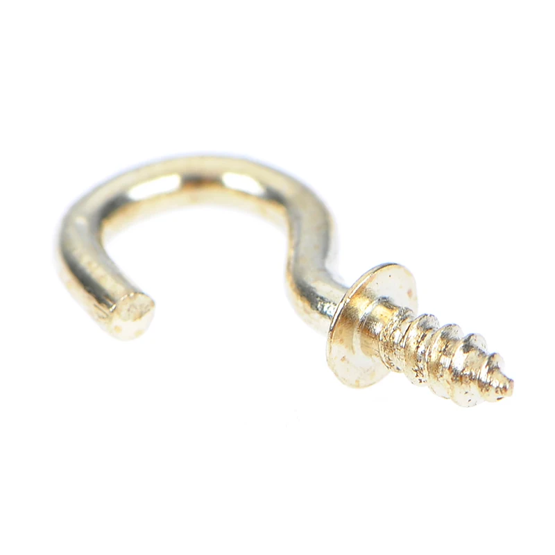 

20pcs/Set 1/2 Inches Brass Plated Cup Hooks Shouldered Screw Hanging Hat Coat Peg Hanger Home Office Hardware Hooks