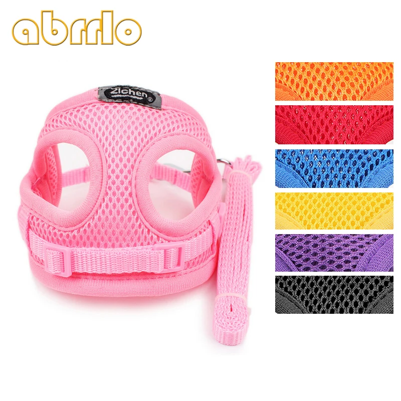 

Pet Dog Harness Soft Breathable Mesh Vest Pet Accessories Chihuahua Yorkshire Nylon Leash Lead Collar Set arnes para perro S/M