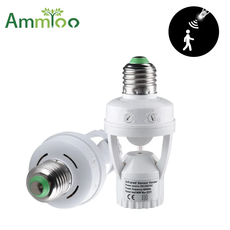 

AC100-240V 360 Degree E27 Converter Lamp Holder PIR Motion Sensor Human IR Infrared E27 Socket Lamp Base Led Bulb Night Light