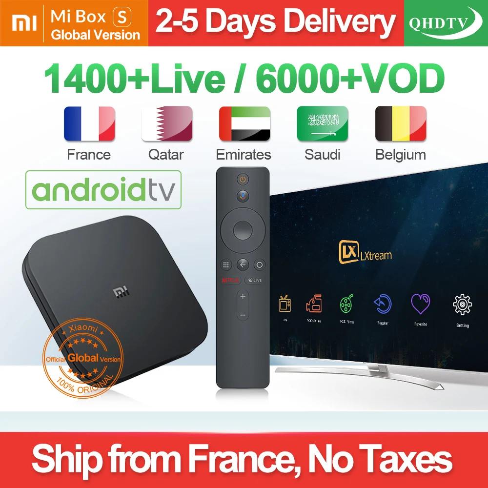 

IPTV France Xiaomi Mi Box S 4K TV Box Android TV 8.1 French IPTV Subscription Arabic Belgium Morocco Netherlands IP TV Mi Box 4