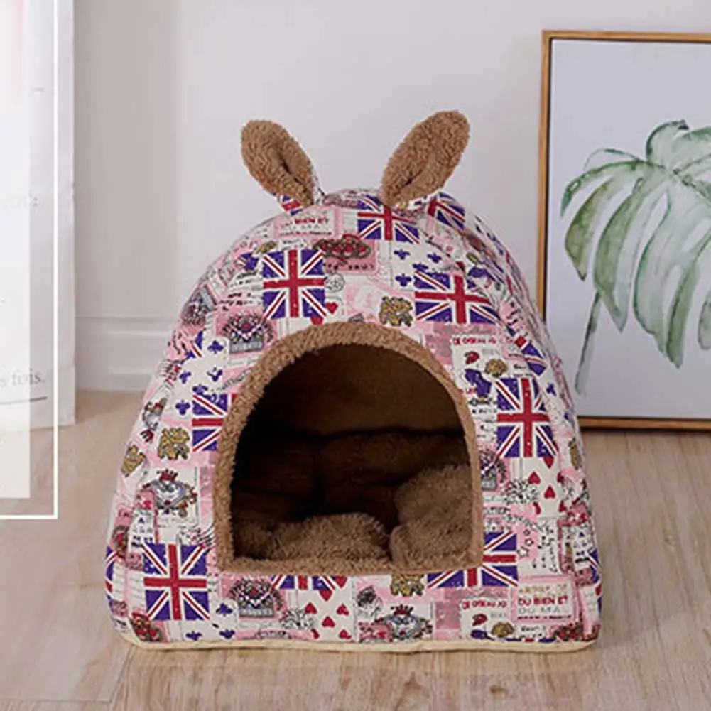 

1pc Kennel Dog Sleeping Bed Removable Foldable Cat House Warm Soft Nest Four Seasons Universal XH8Z