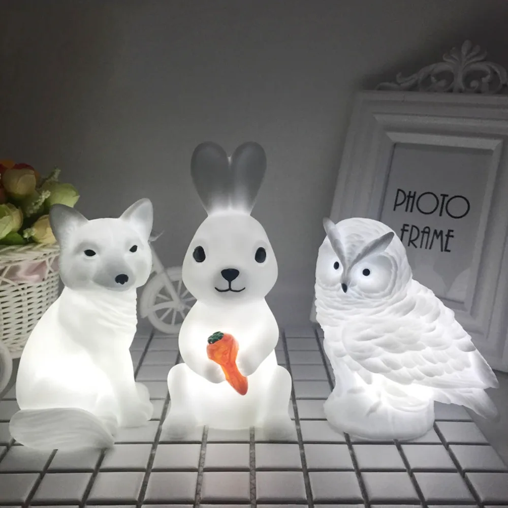 

Rabbit Fox Owl Night Lights High Quality Cute Night Lights Baby Bedroom Lamps Manufacture Holiday Atmosphere Family Party LED