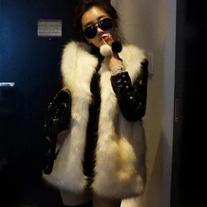 Furry Winter Women's Faux Fur Coat Artificial Fur Vest Furry Vests Femme Jackets Plus Size Furry Fake Fur Gilet Q968