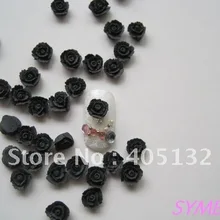 Cf-4-12 3D 200 шт./пакет ручной работы Керамика черный двойной цветочный дизайн ногтей украшение ногти, декорирование, цветы деко