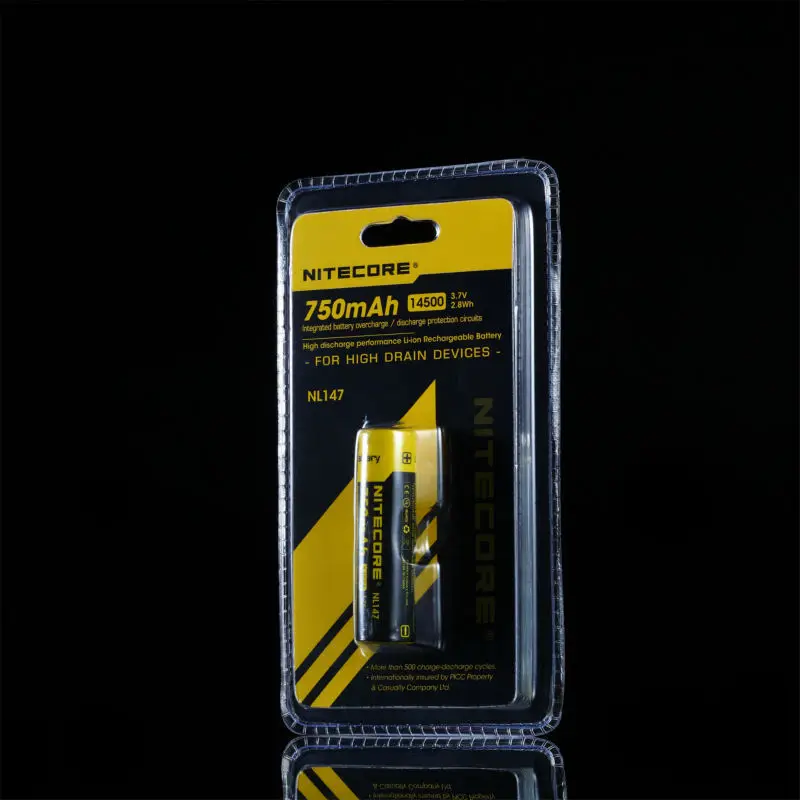 Литий ионный перезаряжаемый аккумулятор Nitecore NL147 14500 750 мАч 3 7 в 2 шт.|freeshipping| |