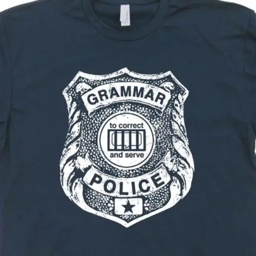 Tops Cool T Shirt Grammar Police Geek Book Nerd Teacher Funny Literary College Humor O-Neck Tshirt Homme | Мужская одежда