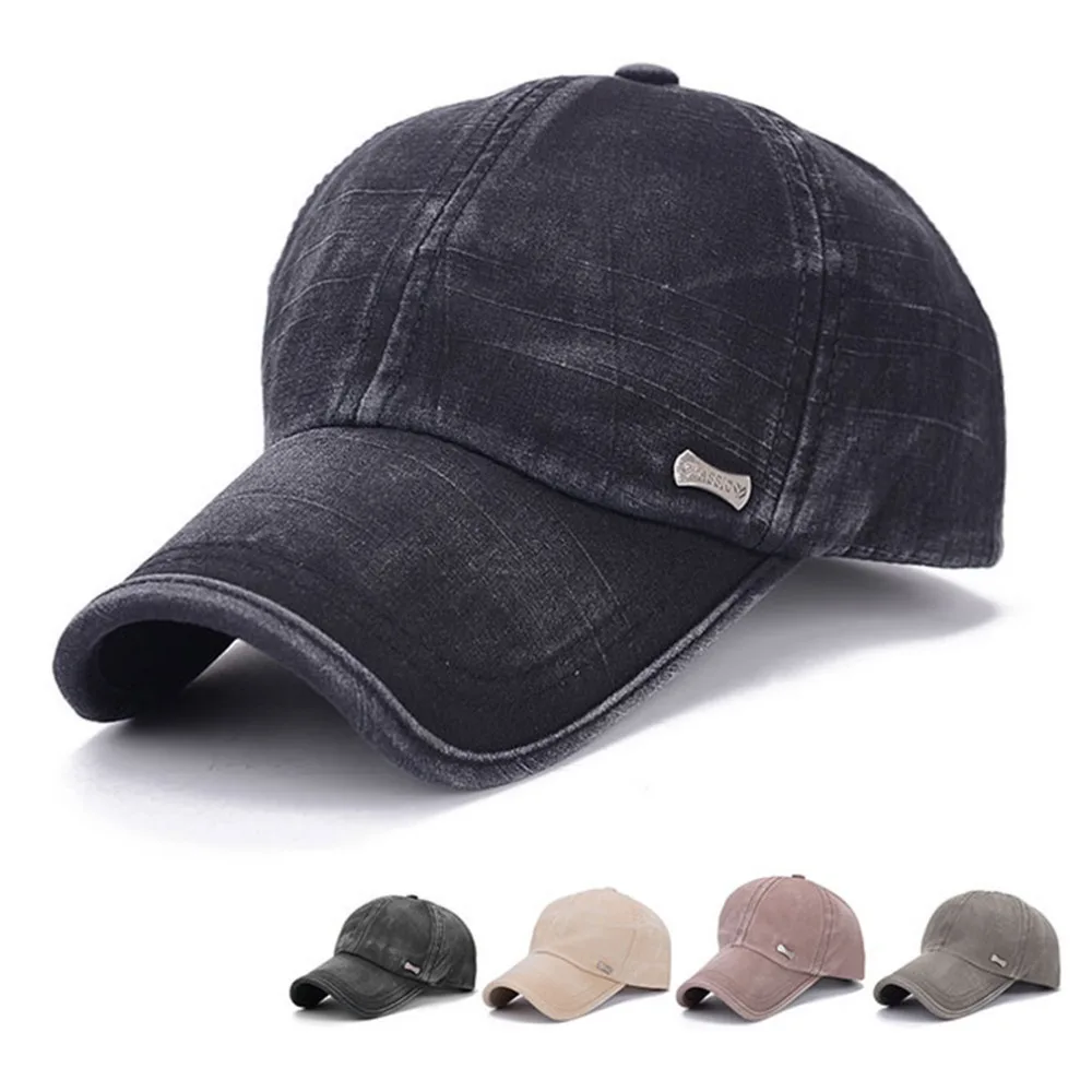 4 Color Style Men Cotton Solid Color Cap Spring Summer Sun Shade Cap
