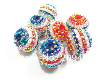 

22mm 100pcs/lot Blue / White /White Stripe AB Effect Rhinestone Beads