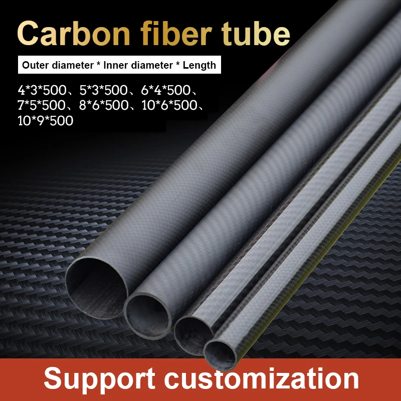 

1 Roll Carbon Fiber Tube Wrapped 3k 7 Sizes High Strength Carbon Fiber Tube Composite Material Protect Drone Accessories