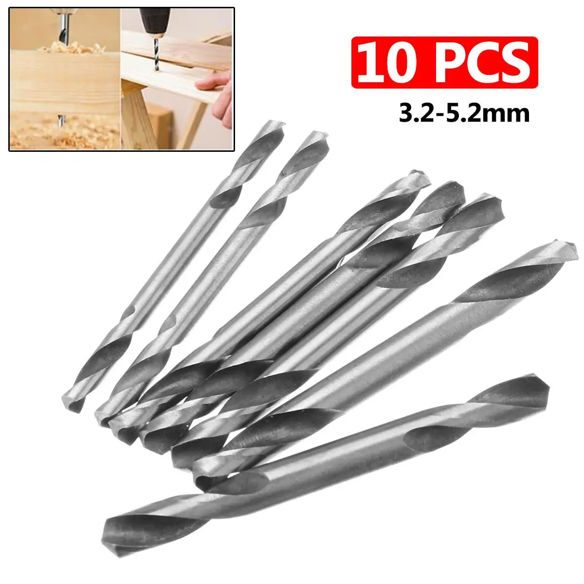 

10Pcs HSS Double Ended Drill Bit End Set 3.2/3.5/4/4.2/4.5/5/5.2mm High Speed Steel Mill Drills Bits Wood/ Metal Working Tool