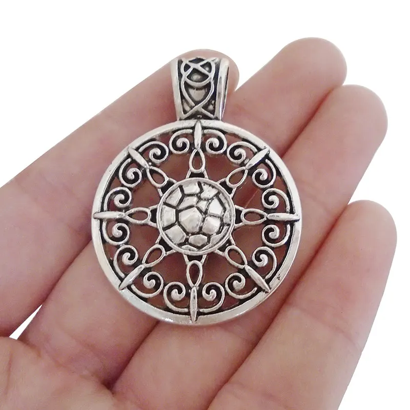 5 x Тибетский античный серебряный тон Boho Цветок Круглые Подвески Для Изготовление Ювелирных ожерелий фурнитура