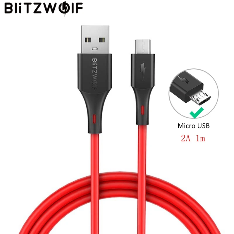 

BlitzWolf 2 in 1 Micro USB Cable 2A Fast Charge USB Data Cable For Samsung S7 For Xiaomi Redmi Note 5 Tablet Android USB Cable