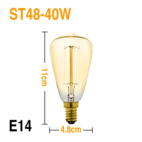 E27 E14 Светодиодный Ретро Эдисон Bombilla 60 Вт 40 Вт 25 Вт Новинка нить старинная лампочка для ресторана отеля вечерние лампы для наружной отделки - Испускаемый цвет: ST48-40W