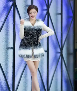 

2017 new ostrich hair hit color vest Korean version of wild fashion fur vest female autumn and winter jacket