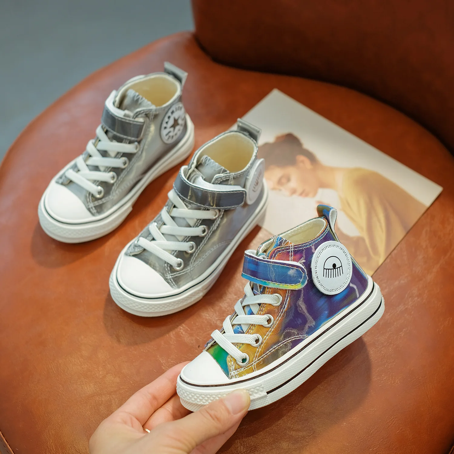 

2019 New Kids'shoes Children's High-top Glamorous Tidal Antiskid Shoes Boys' Eyelashes Leisure Running Girls Boys Shoes