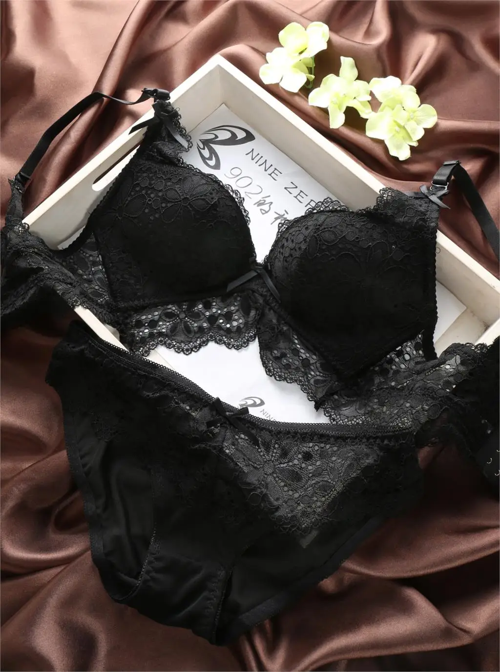 Sexy Lace Bra Adjustable Floral Lace Soft Rims Bra Set Push up Lingerie Women Underwear Sets()