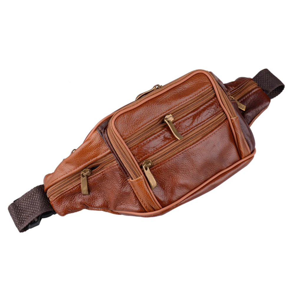 

Fashion Men Genuine Leather Waist Packs Men Organizer Travel Waist Pack Necessity Waist belt Mobile Phone Bag