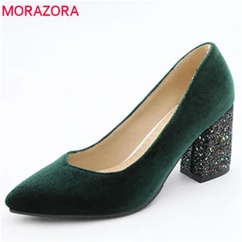 

MORAZORA 2020 new women pumps spring summer fashion pointed toe elegant wedding shoes size 33-46 high heels shoes
