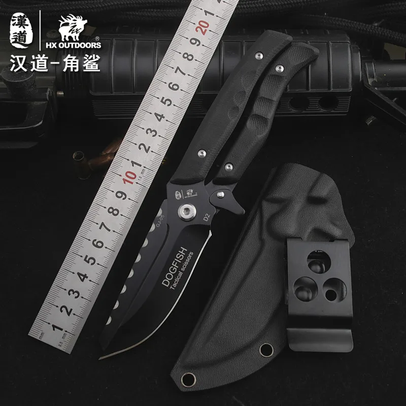 HX OUTDOORS Multifunctional Survival Knife High Hardness D2 Blade Scissors Dual purpose Knife