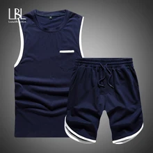 Летний Европейский/американский размер, комплект, мужские футболки без рукавов, два предмета, топы+ шорты, спортивный костюм, комплект, мужские комплекты с шортами, мужской спортивный костюм