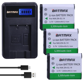 

3Pcs 1200mAh EN-EL19 EN EL19 ENEL19 Battery + LCD USB Charger for Nikon S100 S2500 S2600 S3100 S6400 S4100 S4150 S3300 S4300