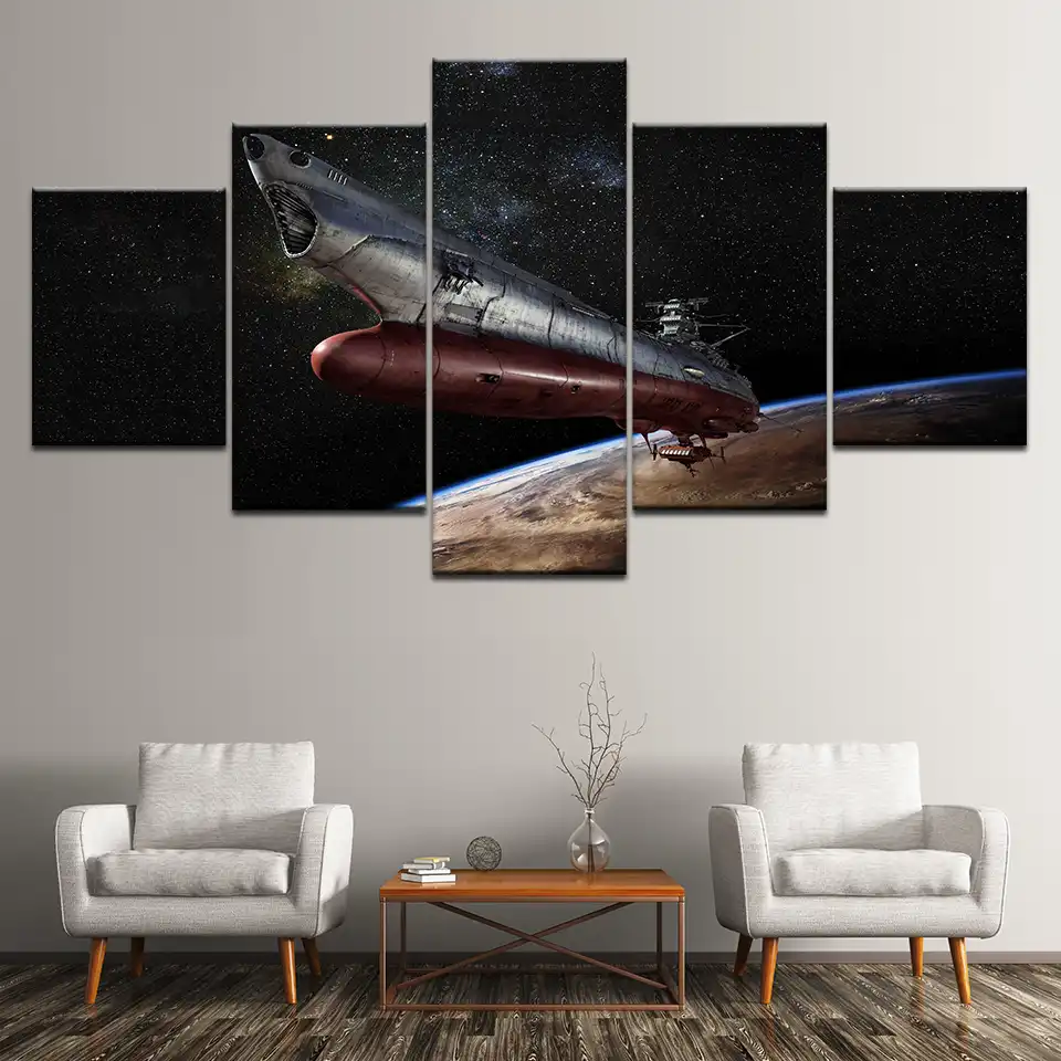 キャンバス絵画宇宙戦艦ヤマト5個壁アート絵画モジュラー壁紙ポスター印刷リビングルームのホームインテリア 絵画 書道 Aliexpress