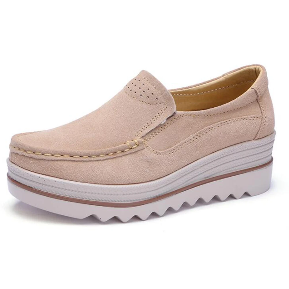 

High Heels Faux Suede Leather Casual Platform Wedges Shoes Woman Autumn Spring Slip On Shoes For Women zapatos mujer