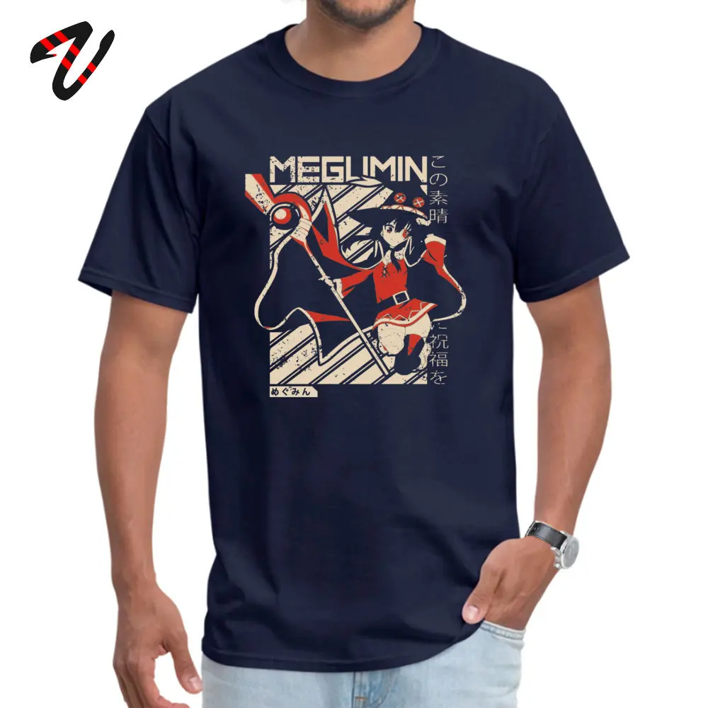 Megumin Kono Subarashii Tops Tees Fashionable Crew Neck Printed On Short Sleeve Pure Cotton Men T Shirts Summer Tshirts Megumin Kono Subarashii 22991 navy