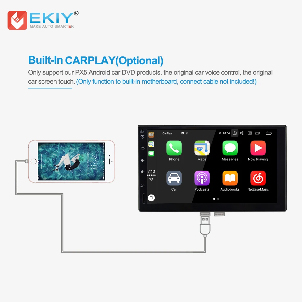 EKIY IOS CarPlay функция, только для EKIY PX5 автомобильный Радио DVD мультимедийный плеер